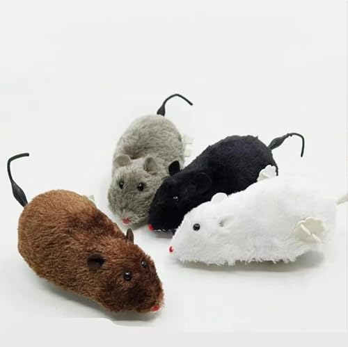 Katzenspielzeug zum Aufziehen, realistische Maus, lustiges bewegliches Haustierzubehör (1 Stück, zufällige Farbe) von Wpppan