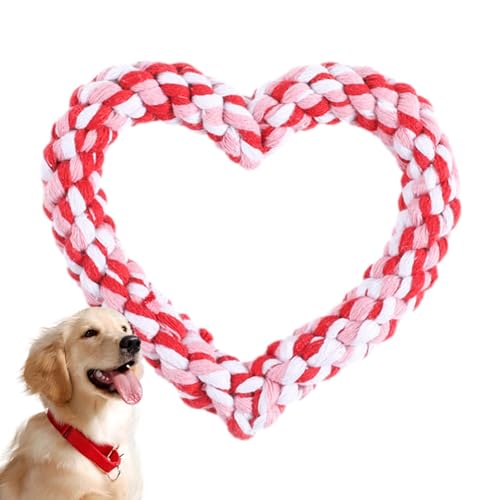 Wpsagek Herz-Seil-Hundespielzeug, Hunde Herz Seil Kauspielzeug, Herzförmiges Seil-Kauspielzeug Für Aggressive Hunde, Spielzeug Für Haustiere von Wpsagek