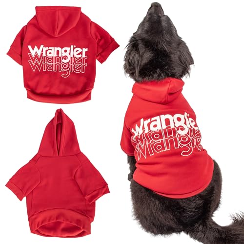 Wrangler Hunde-Kapuzenpullover – Fleece-Hundepullover mit Loch für die Leine, kaltes Winter-Sweatshirt für kleine, mittelgroße und große Hunde, hochwertige Hundekleidung, Herbst-Hundepullover, von Wrangler