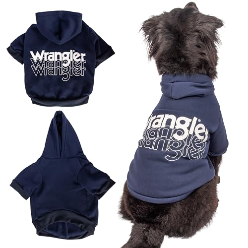 Wrangler Hunde-Kapuzenpullover – Fleece-Hundepullover mit Loch für die Leine, kaltes Winter-Sweatshirt für kleine, mittelgroße und große Hunde, hochwertige Hundekleidung, Herbst-Hundepullover, von Wrangler