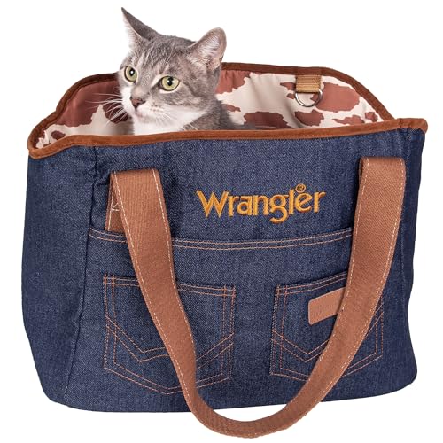 Wrangler Rope Denim Tragetasche für kleine Haustiere, stilvolle und langlebige Hundegeldbörse für Katzen und Hunde, maschinenwaschbar, Hundetragetaschen für kleine Haustiere mit 3 Taschen für von Wrangler