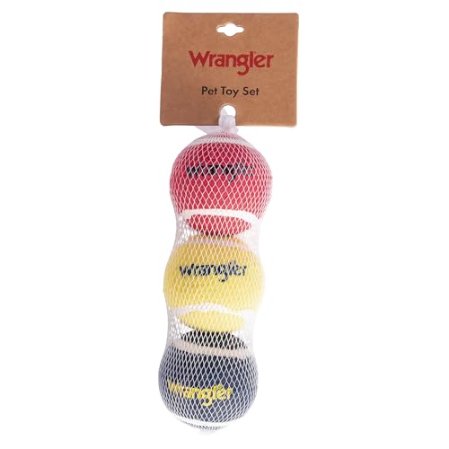 Wrangler Tennisbälle für Hunde – 3er-Pack ungiftige Gummi-Bälle zum Apportieren – Hochsichtbares Apportierspielzeug für Hunde – Standardgröße 6,3 cm – interaktives Hundespielzeug und Rassen von Wrangler