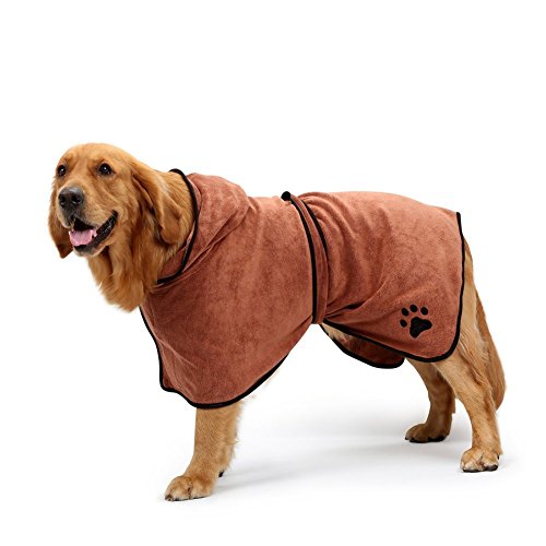 Wresetly Mikrofaser-Hunde-Bademantel mit verstellbarem Schultergurt, Kapuze, schnelltrocknend, saugfähig, Haustierhandtuch, langhaariges Handtuch, Mantel und trockener Feuchtigkeitspyjama, M-Code von Wresetly