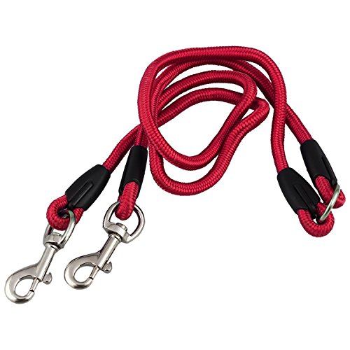 Wresetly Nylon Duplex Doppelkupplung Twin Lead Two Way Pet Dogs FüHrleine Sicherheit, Rot von Wresetly