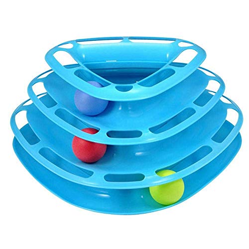 Wresetly Spielzeug, Haustier-Ball-Spielzeug, drei Schichten, Drehteller, Spielzeug, Trilaminar-Spiel-Vergnügungsplatte (blau) von Wresetly