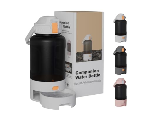 Große 1,4 l Wasserflasche für Menschen und Hunde – Dual-Use Kunststoff Hund Wasserflasche tragbar mit abnehmbarem Napf auslaufsicheres Design für Outdoor Wandern Reisen (Weiß) von Wreyng