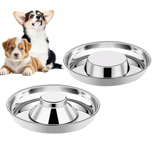 2 Stück Edelstahl-Welpennäpfe für kleine Hunde für Futter und Wasser, langsames Welpen-Whelping Entwöhnungsgeschirr für mehrere Welpen und Kätzchen 2 Stück Edelstahl-Welpennäpfe für kleine Hunde für Futter und Wasser, langsames Welpen-Whelping Entwöhnungsgeschirr für mehrere Welpen und Kätzchen von Wrifazaly
