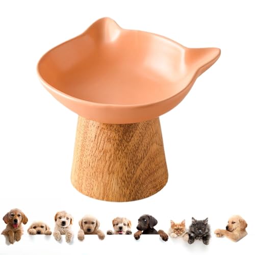 Ceramic Cat Food Bowls Elevated | Tilted Feeding Dish with Anti-Slip Wood Stand | Wide Cat Food & Water Bowls | Durable Feeding Supplies for Cats | Elevated Pet Bowls for Comfortable Eating Ceramic Cat Food Bowls Elevated | Tilted Feeding Dish with Anti-Slip Wood Stand | Wide Cat Food & Water Bowls | Durable Feeding Supplies for Cats | Elevated Pet Bowls for Comfortable Eating von Wrohto