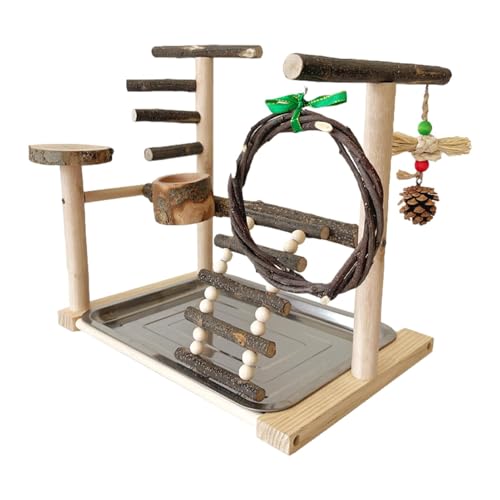Vogelsitzstange Spielplatz, bissfestes Käfigzubehör, Papageienständer mit Windmühlenspielzeug, tragbarer Vogelspielplatz, für Nymphensittiche, Wellensittiche, Sittiche, 40 x 27 x 4 cm Vogelsitzstange Spielplatz, bissfestes Käfigzubehör, Papageienständer mit Windmühlenspielzeug, tragbarer Vogelspielplatz, für Nymphensittiche, Wellensittiche, Sittiche, 40 x 27 x 4 cm von Wrohto