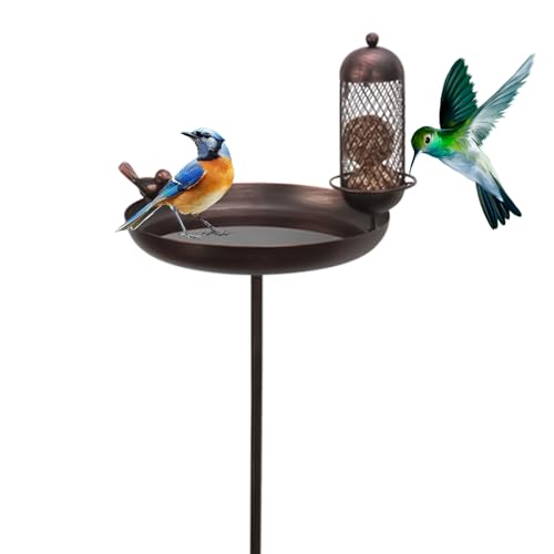 Wrohto Outdoors Metal Bird Bath, Vintage Style, Iron Stable Stake Design, Multi-Functional Standing Bowl, Perfect for Patio, Farm, Driveway, Garden, and Outdoor Wildlife Attraction, 31x29x119cm Wrohto Outdoors Metal Bird Bath, Vintage Style, Iron Stable Stake Design, Multi-Functional Standing Bowl, Perfect for Patio, Farm, Driveway, Garden, and Outdoor Wildlife Attraction, 31x29x119cm von Wrohto