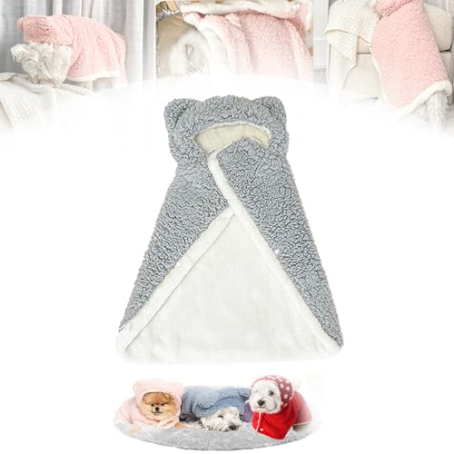 Wryhaul Haustierumhangdecke, Hundeumhangdecke für Hunde, Haustiermanteldecke, Haustierkleidung, warme Schlafdecke, Hundemantel, Umhangdecke mit Kapuze, Hundewintermantel mit Hut (S (2.5-3.5KG),Grau) von Wryhaul