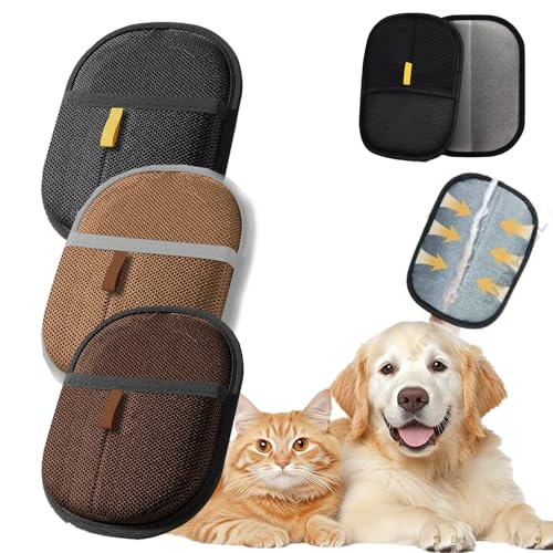 Wryhaul 2025 Neue Tierhaarentfernungshandschuhe, Wiederverwendbarer Tierhaarentferner für Hunde & Katzen, Couch, Möbel, Autositz (3 STÜCKE-A,24 x 18 cm) von Wryhaul