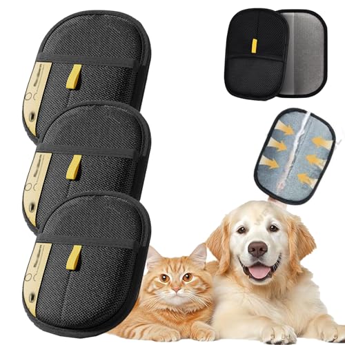 Wryhaul 2025 Neue Tierhaarentfernungshandschuhe, Wiederverwendbarer Tierhaarentferner für Hunde & Katzen, Couch, Möbel, Autositz (3 STÜCKE-B,24 x 18 cm) von Wryhaul
