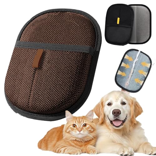 Wryhaul 2025 Neue Tierhaarentfernungshandschuhe, Wiederverwendbarer Tierhaarentferner für Hunde & Katzen, Couch, Möbel, Autositz (Braun,24 x 18 cm) von Wryhaul