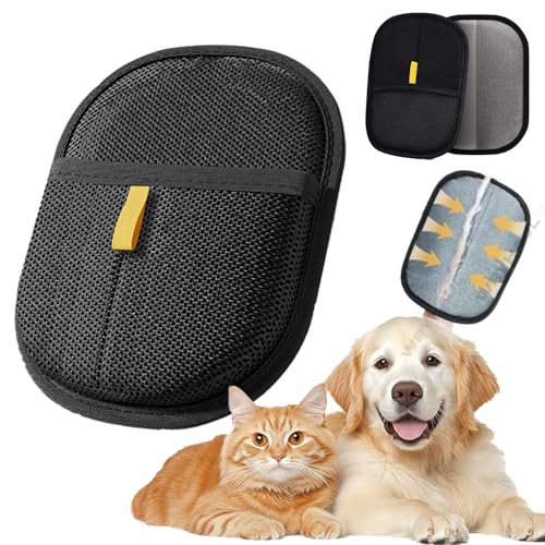 Wryhaul 2025 Neue Tierhaarentfernungshandschuhe, Wiederverwendbarer Tierhaarentferner für Hunde & Katzen, Couch, Möbel, Autositz (Schwarz,24 x 18 cm) von Wryhaul