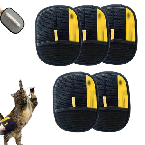 Wryhaul Flowarmth Tierhaarentferner, 2025 Neue Tierhaarentfernungshandschuhe für Teppich, Couch, Möbel, Autositz, wiederverwendbarer Katzen- und Hundehaarentferner (Gelb,5PCS) von Wryhaul