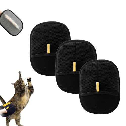 Wryhaul Goalintend Tierhaarentferner Elektrostatische Handschuhe, Tierhaarentfernungshandschuh für Katzen & Hunde, Doppelseitige Wiederverwendbare elektrostatische Handschuhe (3PCS-A) von Wryhaul