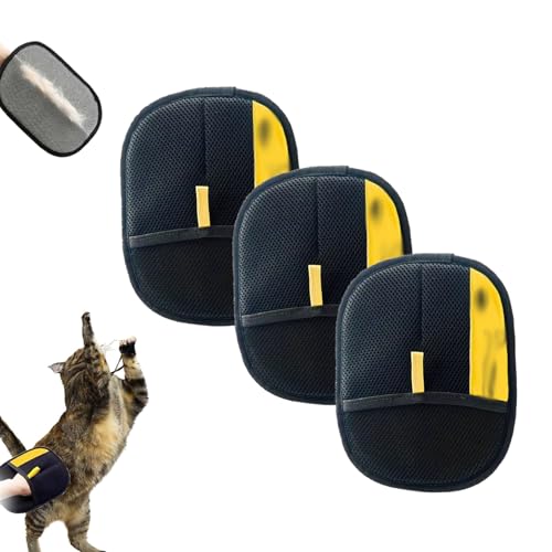 Wryhaul Goalintend Tierhaarentferner Elektrostatische Handschuhe, Tierhaarentfernungshandschuh für Katzen & Hunde, Doppelseitige Wiederverwendbare elektrostatische Handschuhe (3PCS-B) von Wryhaul