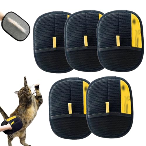 Wryhaul Goalintend Tierhaarentferner Elektrostatische Handschuhe, Tierhaarentfernungshandschuh für Katzen & Hunde, Doppelseitige Wiederverwendbare elektrostatische Handschuhe (5PCS-B) von Wryhaul