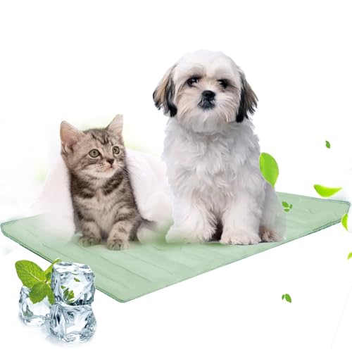Wryhaul Sweet Dreamed Dog Cooling Mat, Pet Cooling Pad, Doppelseitige Cool Relief Mat Summer Sleeping Pad für Hunde & Katzen (Grün,L (122 x 71 cm)) von Wryhaul