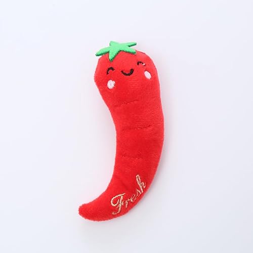 WsjiaboFux Rote Katze Katzenminze Spielzeug Katze Minze Spielzeug Hund Kätzchen Kauspielzeug Lustig Indoor Bauernhof Thema Gemüse geformt Niedliche Zähne Beißspielzeug Haustierbedarf (Chili), von WsjiaboFux