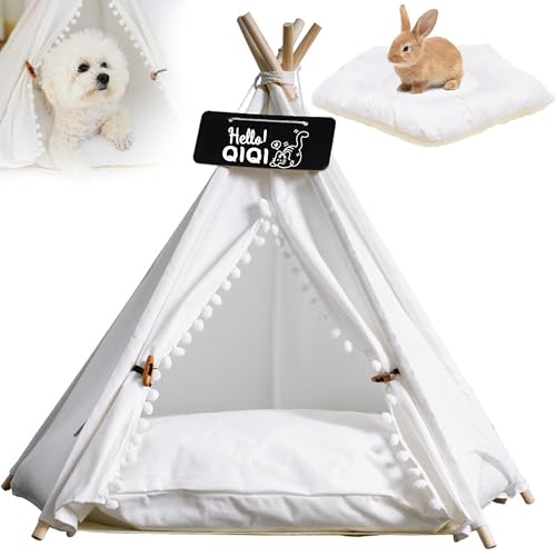 Pet Tepee 50X50x60 cm Hunde- Und Katzenbett mit Kissen- Luxerie-hundezelten Und Haustierspielhäuser mit Abnehmbarem Waschkissen Und Blackboard Easy Assemble von WuDLi