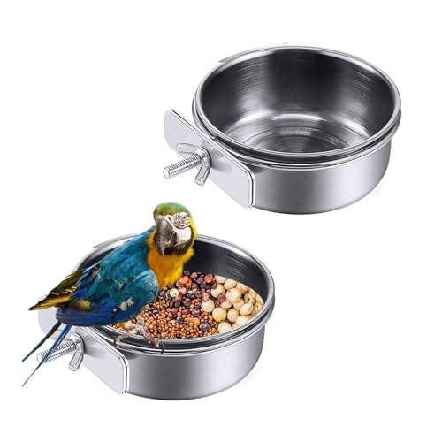 Edelstahl-Futterspender für Papageien, geeignet für die meisten kleinen Papageien, Wassernapf, Wellensittich-Futterspender für Käfige, Vogelkäfig-Futterspender, leicht zu reinigen, ideal für Edelstahl-Futterspender für Papageien, geeignet für die meisten kleinen Papageien, Wassernapf, Wellensittich-Futterspender für Käfige, Vogelkäfig-Futterspender, leicht zu reinigen, ideal für von Wuandjun
