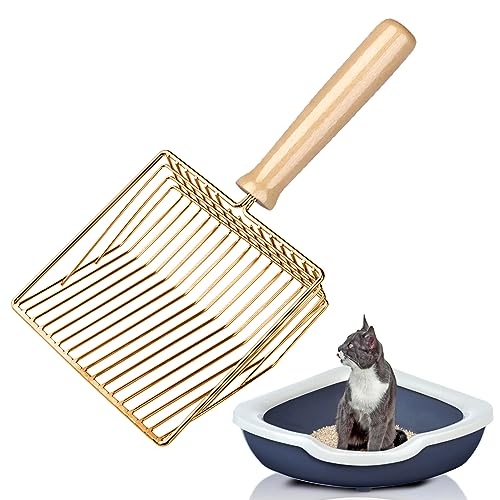 Katzenstreuschaufel, Katzenklo Schaufel Metall, Katzenstreu Schaufel mit Holzgriff, Lochabstand 7mm, Länge 28cm, Litter Box Scoop, Cat Litter Scoop, Katzenschaufel für Katzenklo Katzenstreuschaufel, Katzenklo Schaufel Metall, Katzenstreu Schaufel mit Holzgriff, Lochabstand 7mm, Länge 28cm, Litter Box Scoop, Cat Litter Scoop, Katzenschaufel für Katzenklo von Wubushan