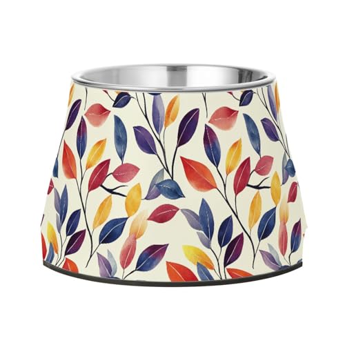 Aesthetic Leaves Moderner Futternapf für Hunde, Katzen, Kaninchen, Vögel, verbesserter Edelstahl, erhöhter Futternapf für Hunde, Katzen, Kaninchen, Vögel, bequemes Füttern von Wudan