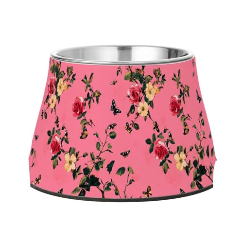 Aesthetic Rose Futternapf für Haustiere, verbesserter Edelstahl-Katzenfutter für kleine Haustiere, Hot Pink von Wudan