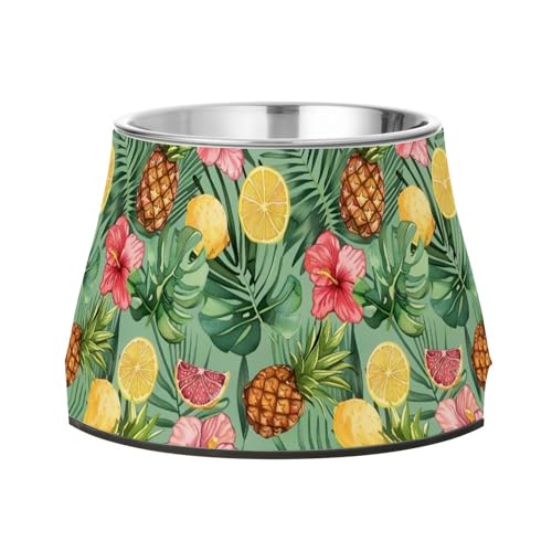 Ananas, Zitronenblätter, rosa Hibiskusblüten, Haustiere, Wasser- und Futternäpfe, erhöhter Edelstahl, Katzennäpfe für Hunde, Katzen, Kaninchen, Vögel, bequemes Füttern von Wudan