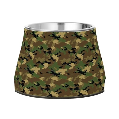 Armee-Camouflage-Futternapf für Hunde, rutschfest, Edelstahl, Katzen-Futternapf für liebende Haustiere, bequeme Fütterung von Wudan