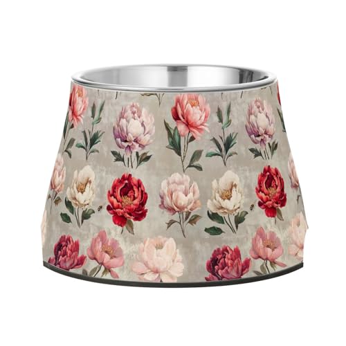 Art Peonies Futternäpfe für Hunde, Katzen, Kaninchen, Vögel, verbesserter Edelstahl, erhöhter Futternapf für Hunde, Katzen, Kaninchen, Vögel, langsames Fressen von Wudan