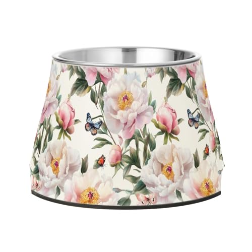Art Peonies White Pets Futternapf mit Ständer, Edelstahl, erhöhte Katzennäpfe für langsames Füttern, Katzen, Schnurrhaar, Entlastung Art Peonies White Pets Futternapf mit Ständer, Edelstahl, erhöhte Katzennäpfe für langsames Füttern, Katzen, Schnurrhaar, Entlastung von Wudan