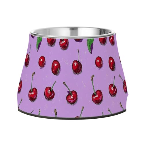 Art Surinam Cherry Fruit Purple Dogs Futternäpfe mit Ständer Edelstahl Katzen Futternäpfe für Hunde Katzen Kaninchen Vögel Schnurrhaare Müdigkeit von Wudan
