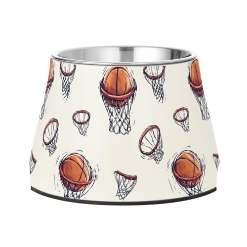 Basketball Wasser- und Futternäpfe für Haustiere, erhöhter Edelstahl, Katzenfutter für langsames Füttern, für langsames Füttern von Katzen, bequemes Füttern von Wudan
