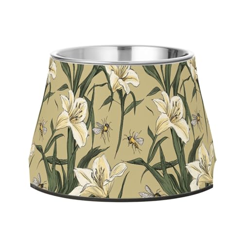 Beauty Lily Neutraler Futternapf für Haustiere, rutschfest, Edelstahl, für Hunde, Katzen, Kaninchen, Vögel, Schnurrhaar, Linderung Beauty Lily Neutraler Futternapf für Haustiere, rutschfest, Edelstahl, für Hunde, Katzen, Kaninchen, Vögel, Schnurrhaar, Linderung von Wudan