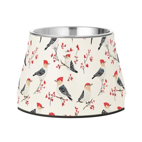 Beauty Wassernapf für Hunde, Rotbauchspecht, Vögel, weiße Hunde, erhöhter Edelstahl-Futternapf für kleine Haustiere, bequeme Fütterung von Wudan