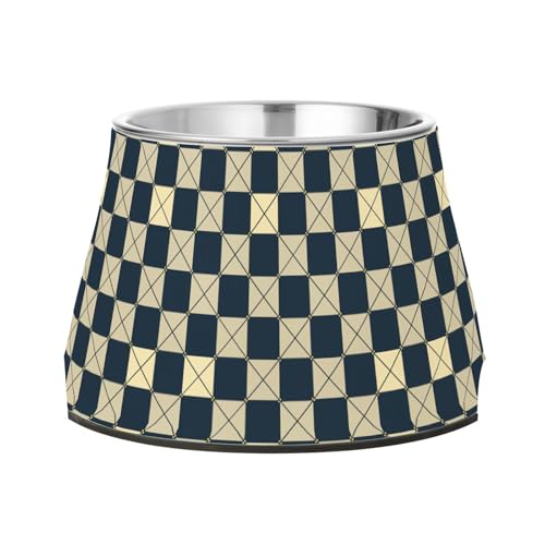 Blau Beige Karierte Hunde Futternäpfe mit Ständer Edelstahl Katzen Basic Schalen für mittelgroße Hunde Schnurrhaare Relief Blau Beige Karierte Hunde Futternäpfe mit Ständer Edelstahl Katzen Basic Schalen für mittelgroße Hunde Schnurrhaare Relief von Wudan