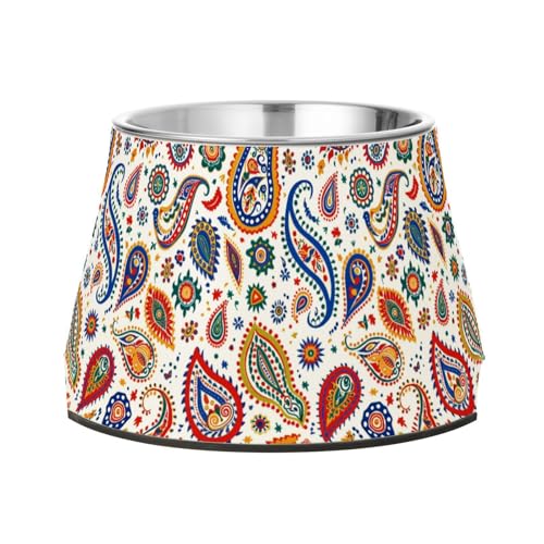 Boho Paisley Farbiger Futternapf für Haustiere, rutschfest, Edelstahl, Katzennäpfe für langsames Füttern, für Katzen, Schnurrhaare von Wudan