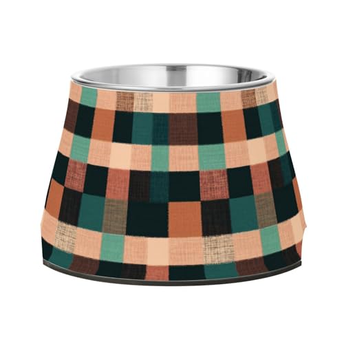 Buffalo Plaid Check Teal Rose Gold Näpfe für Haustiere, erhöhtes Edelstahl-Katzenfutter für langsames Füttern, langsames Fressen Buffalo Plaid Check Teal Rose Gold Näpfe für Haustiere, erhöhtes Edelstahl-Katzenfutter für langsames Füttern, langsames Fressen von Wudan