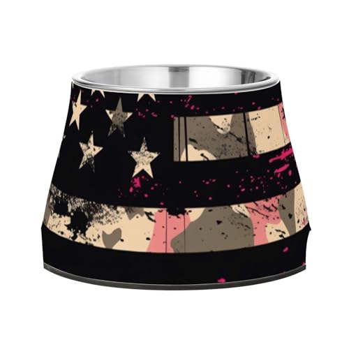 Camou Wasser- und Futternäpfe mit amerikanischer Flagge, erhöhter Edelstahl-Futternapf für Hunde, Katzen, Kaninchen, Vögel, Schnurrhaar, Rosa Camou Wasser- und Futternäpfe mit amerikanischer Flagge, erhöhter Edelstahl-Futternapf für Hunde, Katzen, Kaninchen, Vögel, Schnurrhaar, Rosa von Wudan