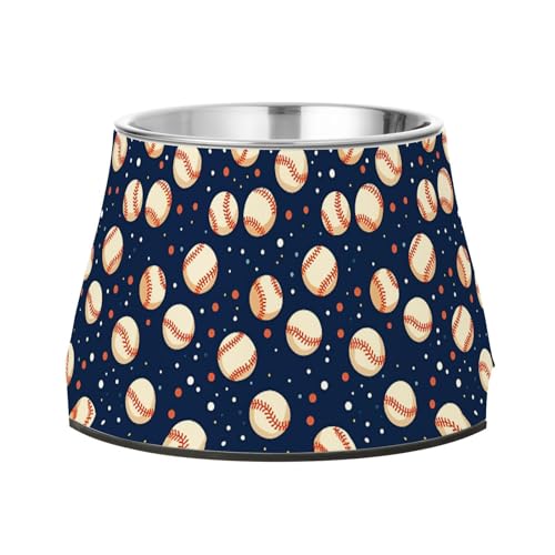 Cartoon Baseballs Dots Dunkelblaue Schüssel für Haustiere mit Ständer Edelstahl Katzenfutter Schalen für langsames Füttern Katzen Schnurrhaare Müdigkeit Cartoon Baseballs Dots Dunkelblaue Schüssel für Haustiere mit Ständer Edelstahl Katzenfutter Schalen für langsames Füttern Katzen Schnurrhaare Müdigkeit von Wudan