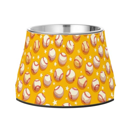 Cartoon Baseballs Gelber Napf für Haustiere, erhöhter Edelstahl-Wassernapf für kleine Hunde, Schnurrhaar-freundlich Cartoon Baseballs Gelber Napf für Haustiere, erhöhter Edelstahl-Wassernapf für kleine Hunde, Schnurrhaar-freundlich von Wudan