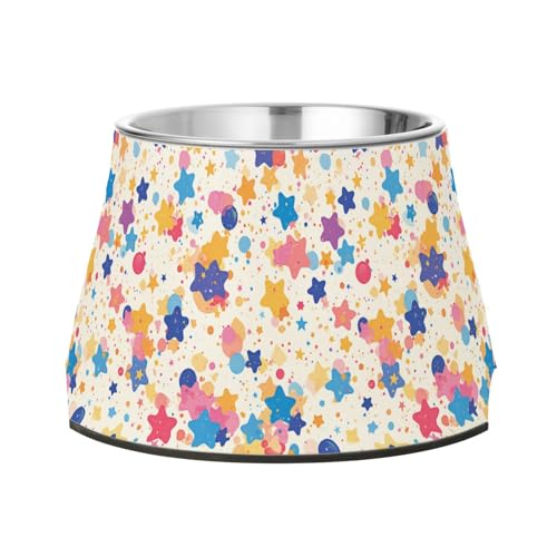 Cartoon-Konfetti-Schüssel, bunte Punkte, Sterne, für Hunde, mit Ständer, Edelstahl, Wassernapf für mittelgroße Hunde, Schnurrhaar, Müdigkeit Cartoon-Konfetti-Schüssel, bunte Punkte, Sterne, für Hunde, mit Ständer, Edelstahl, Wassernapf für mittelgroße Hunde, Schnurrhaar, Müdigkeit von Wudan