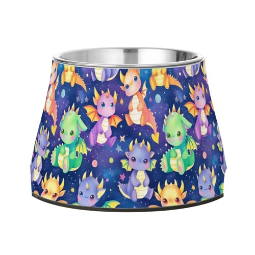Cartoon Little Cute Dragons Erhöhter Wassernapf für Haustiere, erhöhter Edelstahl-Katzenfutter-Schüssel für geliebtes Haustier, langsames Fressen Cartoon Little Cute Dragons Erhöhter Wassernapf für Haustiere, erhöhter Edelstahl-Katzenfutter-Schüssel für geliebtes Haustier, langsames Fressen von Wudan