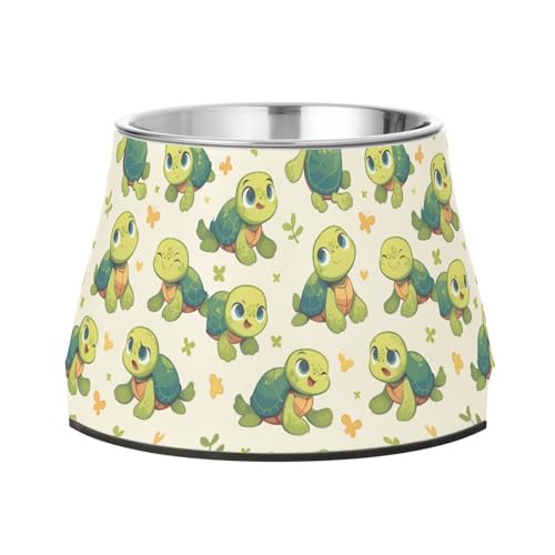 Cartoon Turtles Flowers Dogs Food Water Bowl with Stand Stainless Steel Feeder Pets Bowl for Small Dogs Whisker Relief Cartoon Turtles Flowers Dogs Food Water Bowl with Stand Stainless Steel Feeder Pets Bowl for Small Dogs Whisker Relief von Wudan