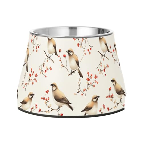 Cartoon Zedernholz Waxwing Birds White Dogs Futternäpfe Erhöhter Edelstahl Katzenfutter Schalen für mittelgroße Hunde verlangsamen das Fressen Cartoon Zedernholz Waxwing Birds White Dogs Futternäpfe Erhöhter Edelstahl Katzenfutter Schalen für mittelgroße Hunde verlangsamen das Fressen von Wudan