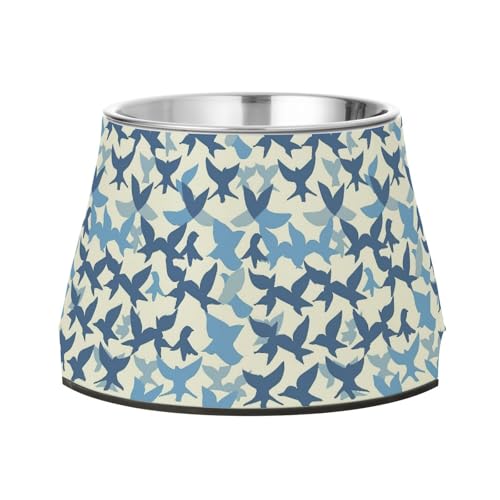 Check Light Blue Dogs Food Water Bowl Non Slip Stainless Steel Cats Food Bowls for Slow Feed Cats Slow Down Eating von Wudan