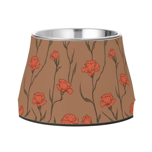 Chic Carnation Brown Futternäpfe für Hunde, verbesserter Edelstahl, Katzenfutter für langsames Füttern, Schnurrhaar, Linderung von Wudan